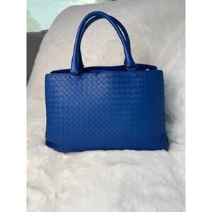 Bottega Veneta Intrecciato Leather Tote (Cobalt Blue)